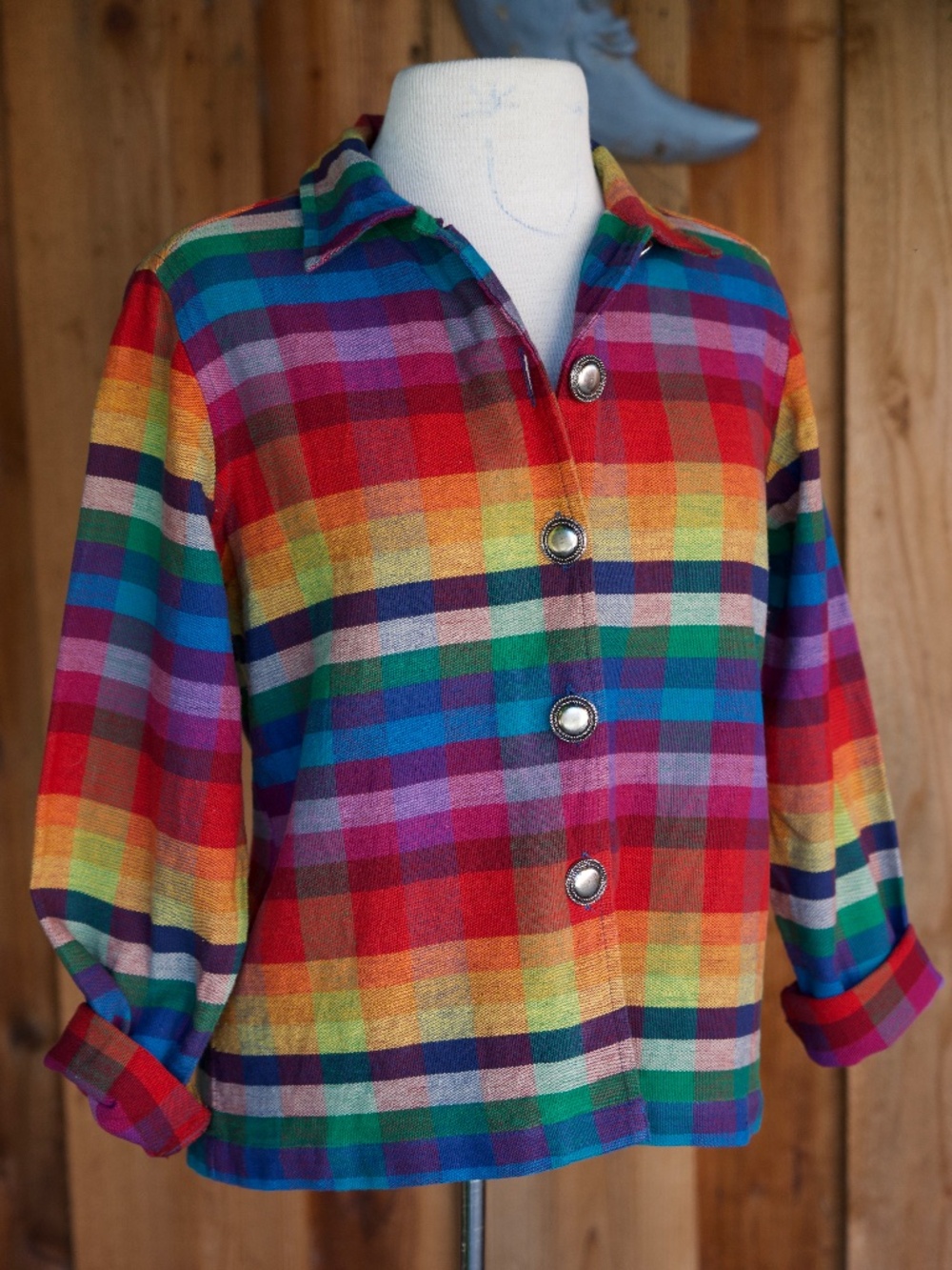 Willow Ridge 100% Cotton Rainbow Plaid Western Button Down Jacket Woman's SP